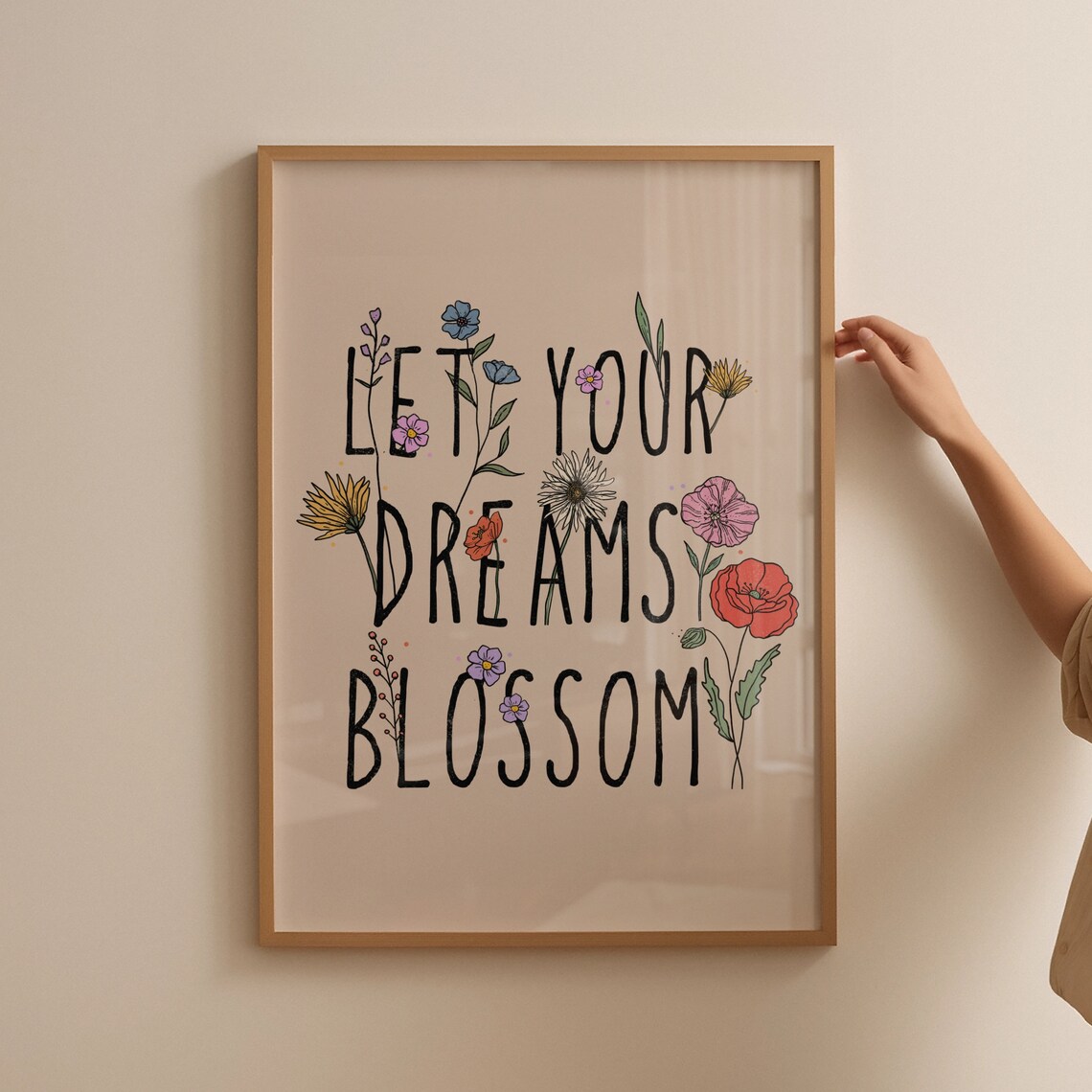 Hippie Flower Quote Retro Poster, Floral Decor - Image 4