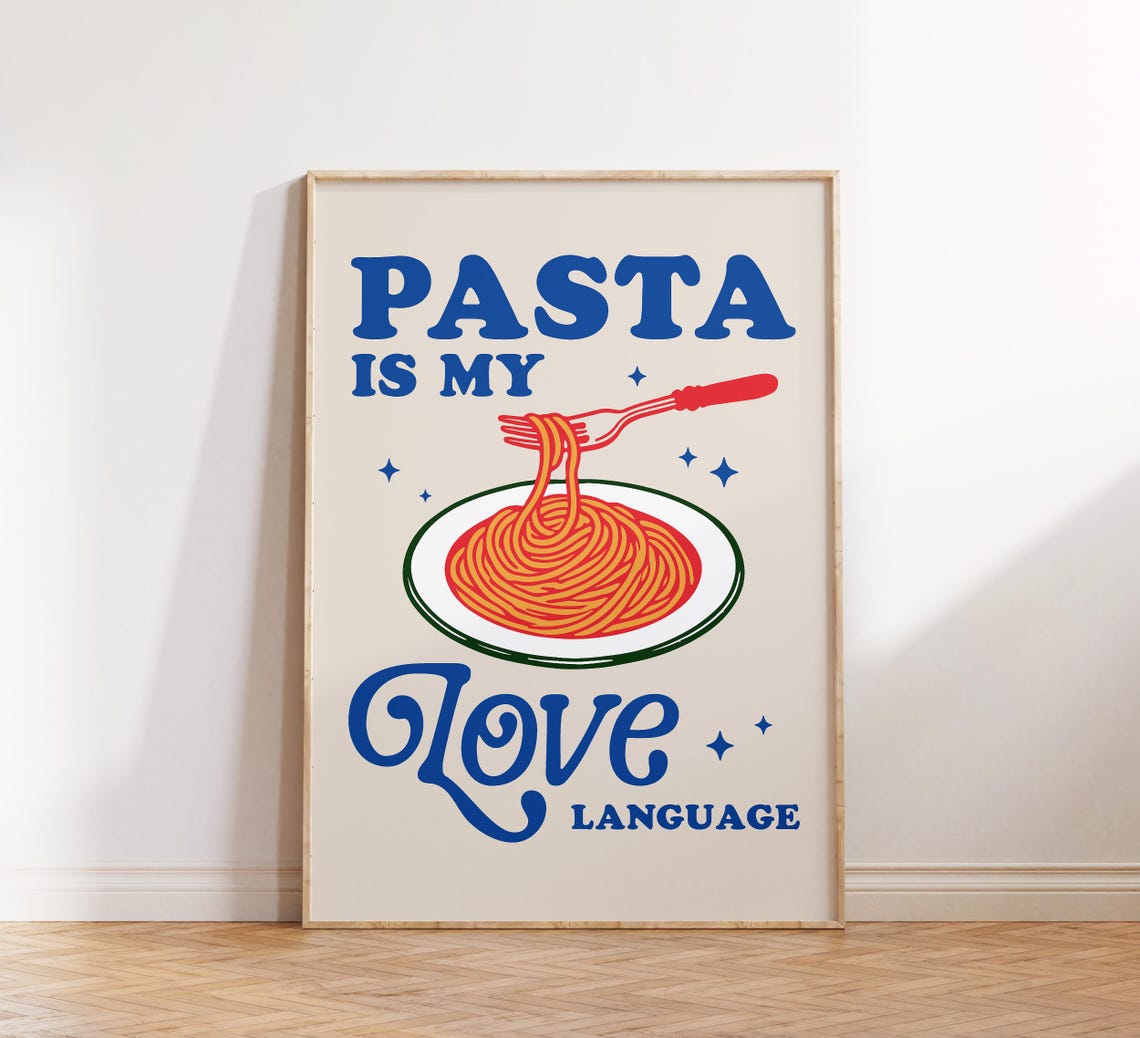 Pasta Is My Love Language Spaghetti Diner Kitchen Wall Poster - Image 4