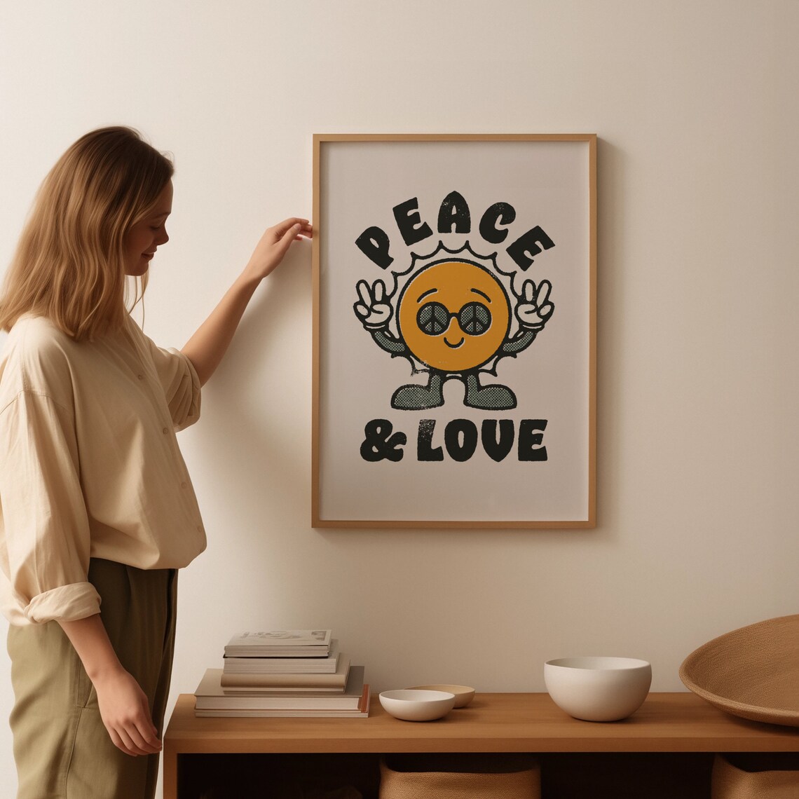 Peace And Love Retro Poster, Trendy Wall Decor - Image 2