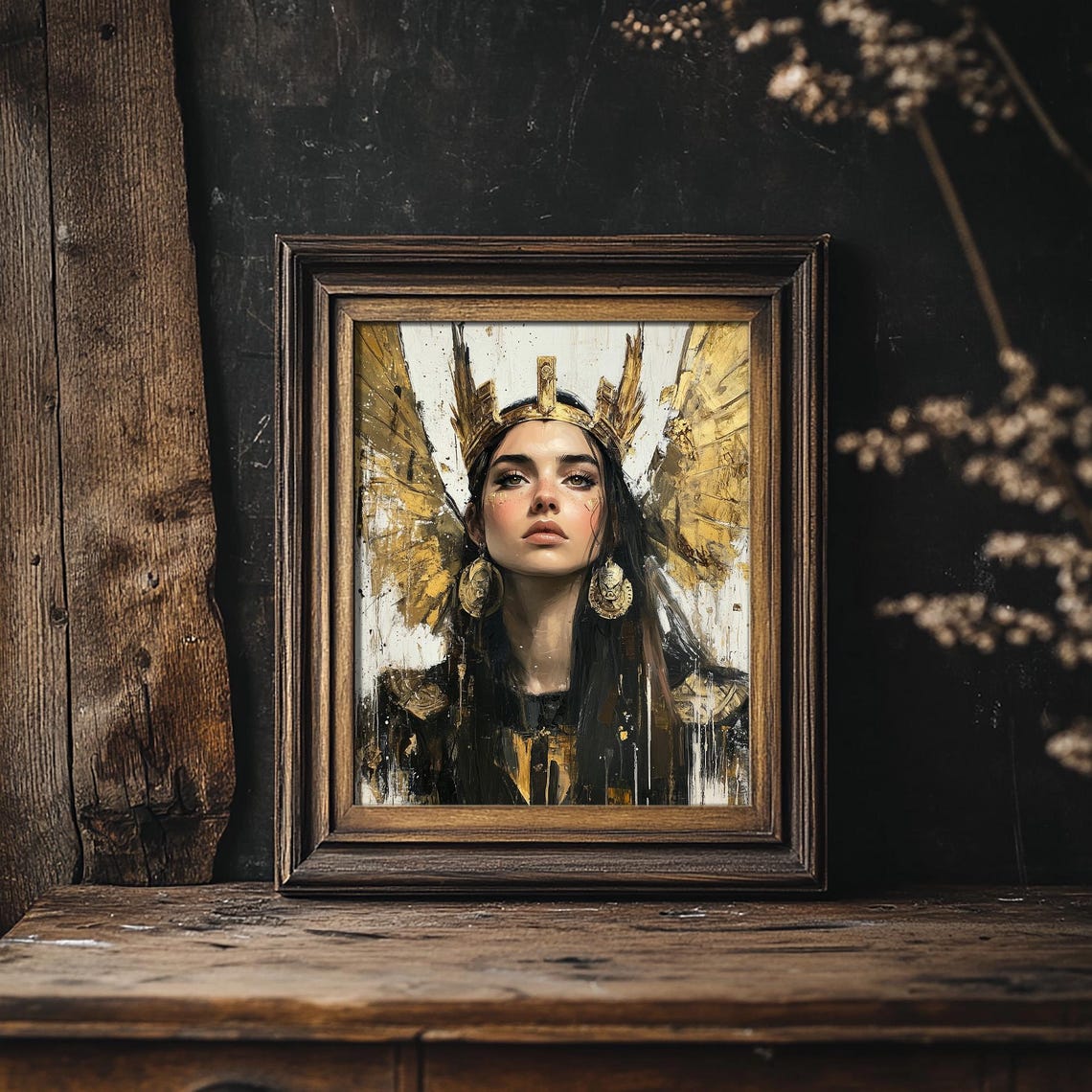 Athena Greek Goddess Golden Winged Helmet Portrait Art Print - Image 4