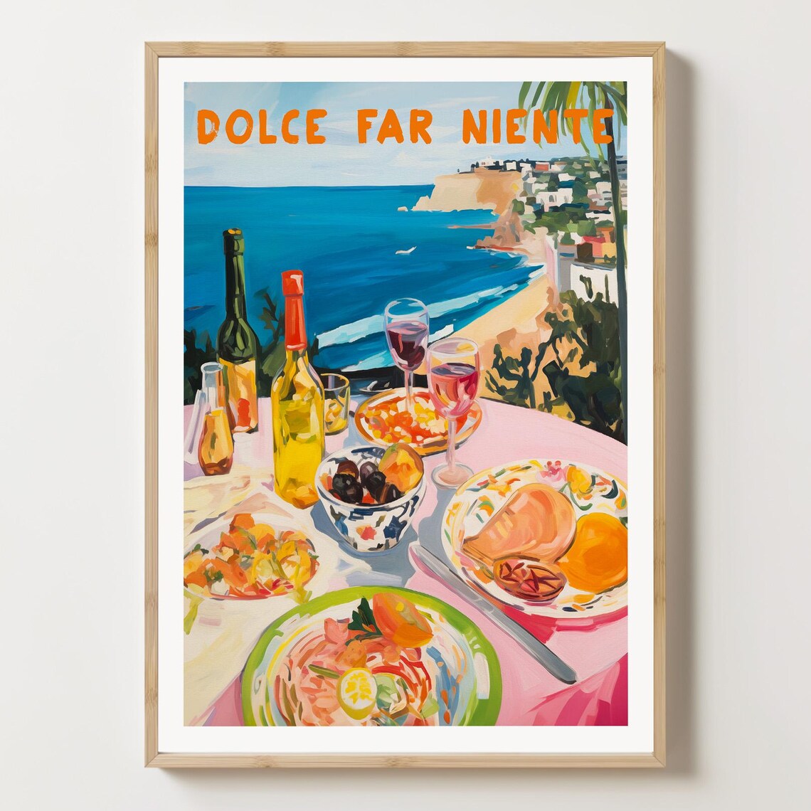 Sunny Dolce Far Niente Coastal Dining Italian Seaside Food Poster