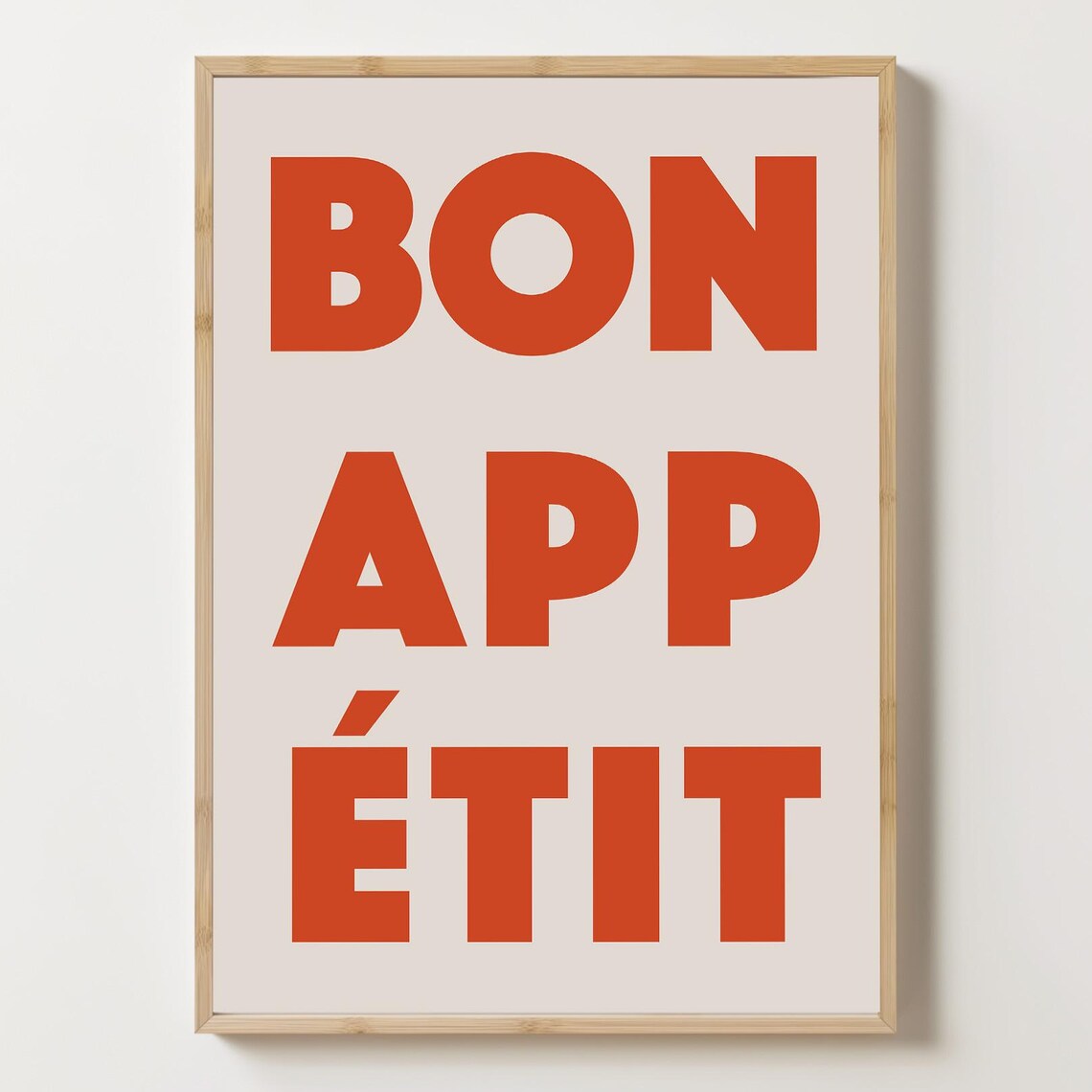 Bon Appetit Bold Orange Typography Kitchen Dining French Quote Poster