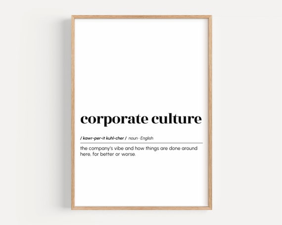 Funny Office Wall Art Corporate Culture Definition Print Poster Cubicle Decor Coworker Gift