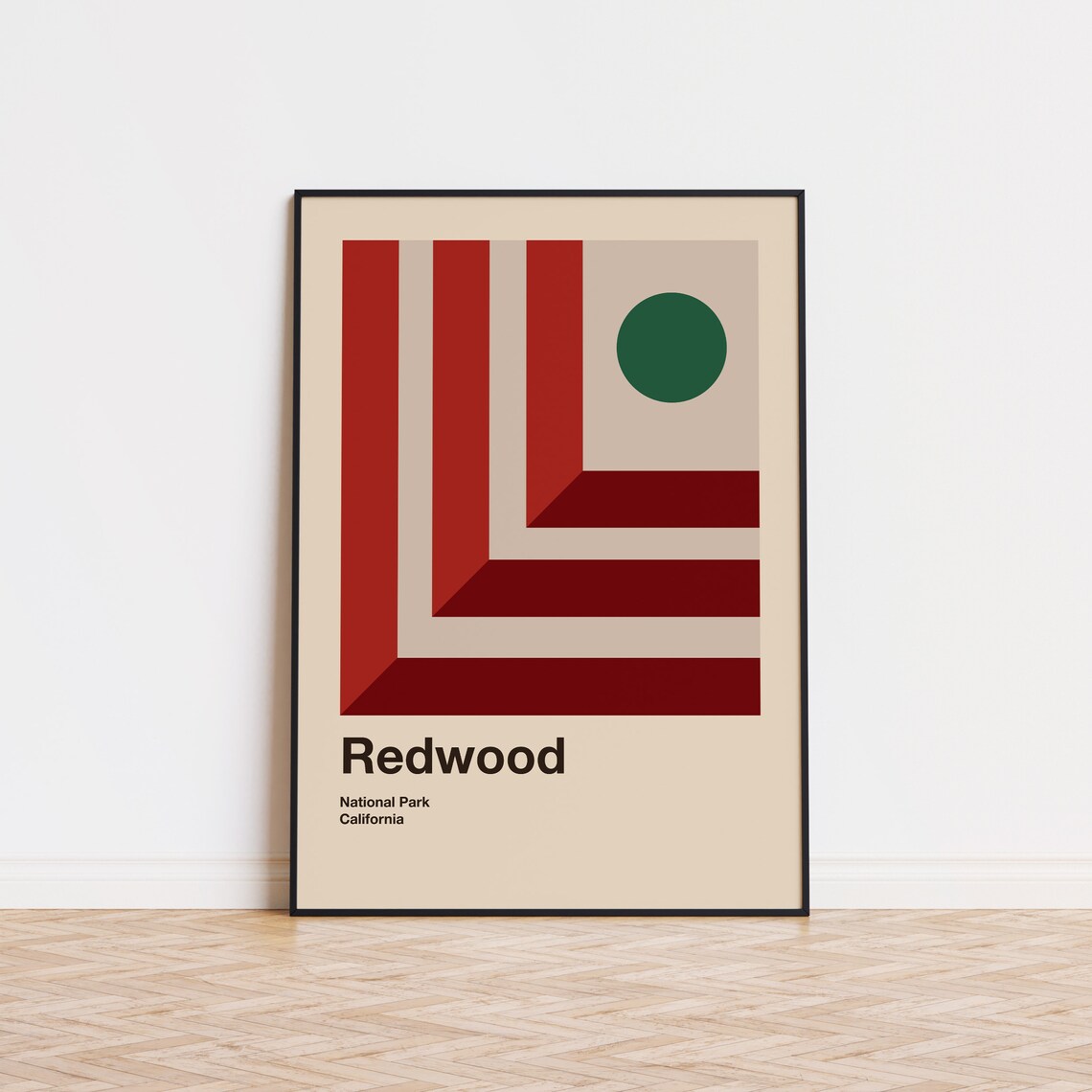 Redwood National Park Mid Century Poster Abstract Travel Poster Minimalist Art Print National Park Poster California Poster