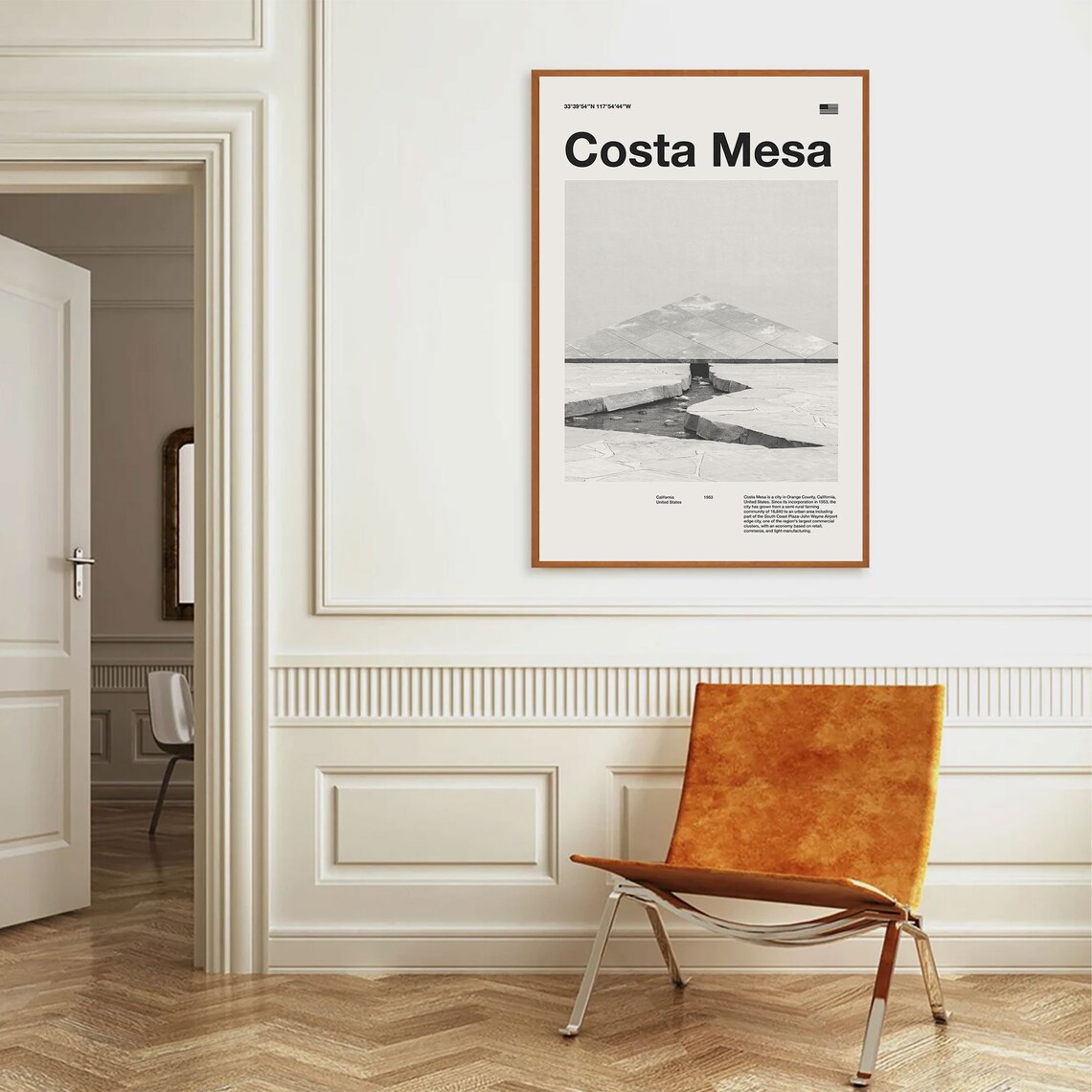 Costa Mesa California Mid Century Black and White Photo Poster - Image 2