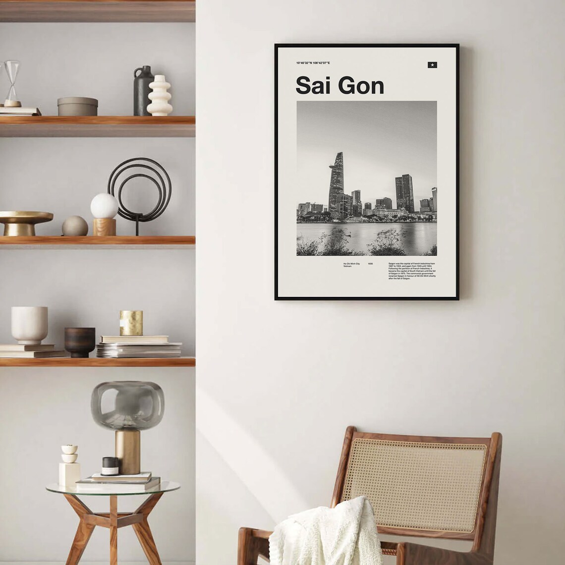 Sai Gon Ho Chi Minh City Skyline Black and White Photo Poster - Image 2