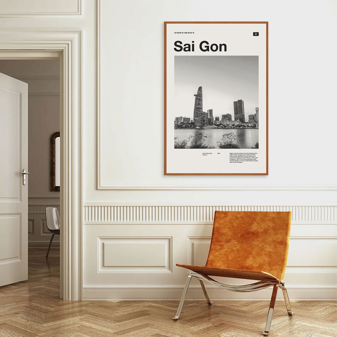 Sai Gon Ho Chi Minh City Skyline Black and White Photo Poster - Image 3