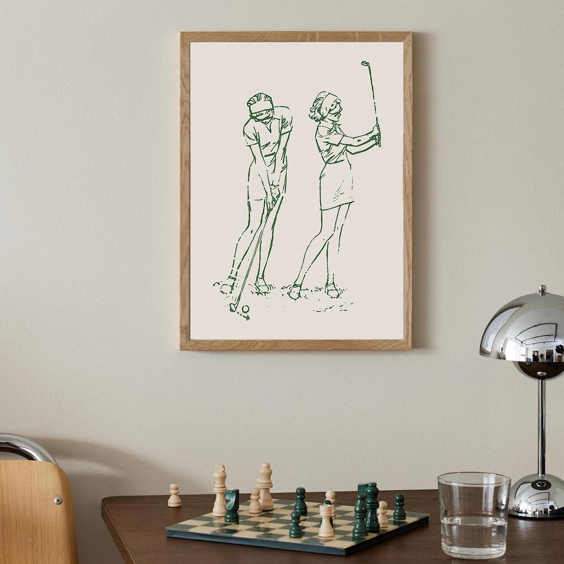 Vintage Golf Women Golfers Line Art Minimalist Retro Sports Poster - Image 2