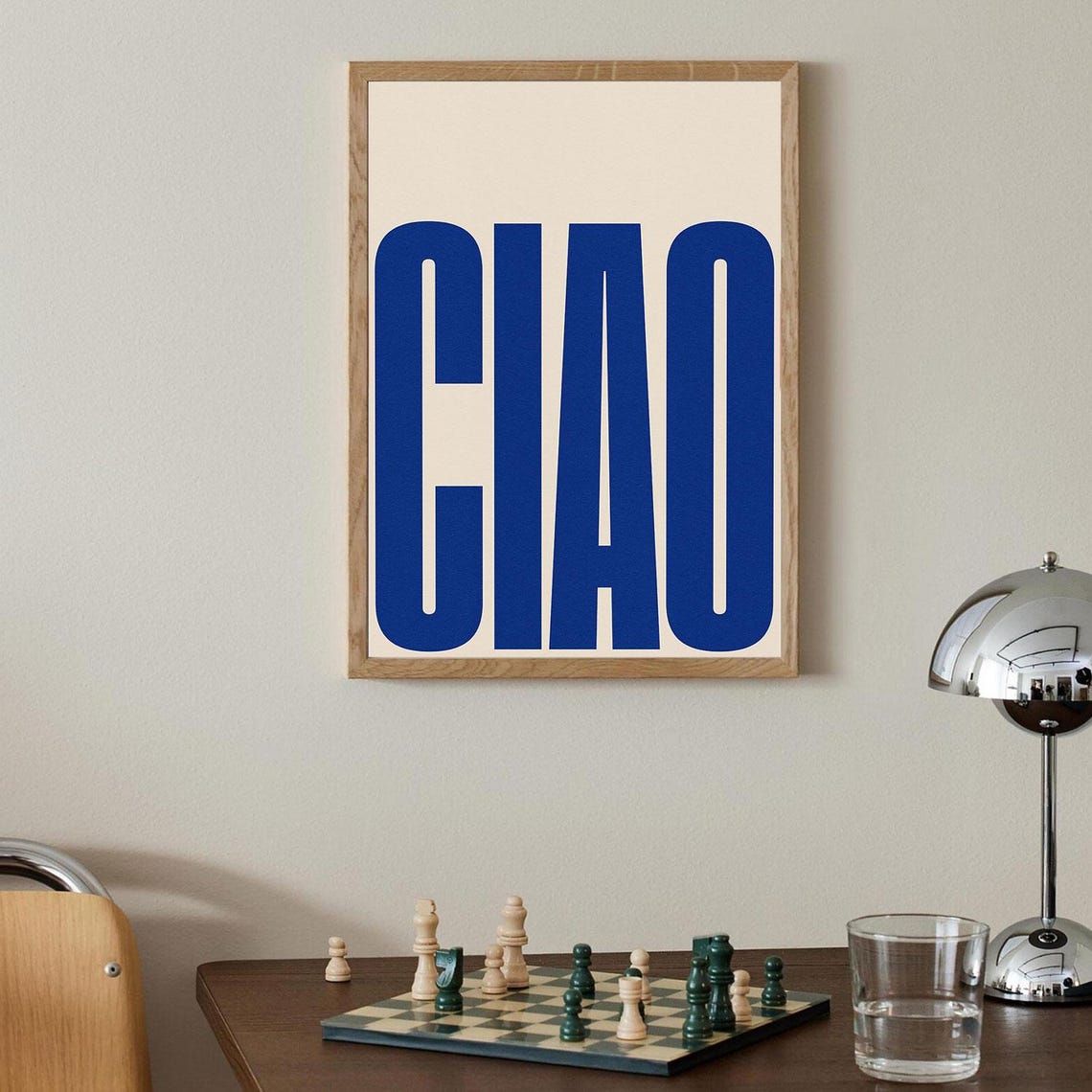 Large Ciao Italian Greeting Blue Minimalist Typography Poster - Image 3