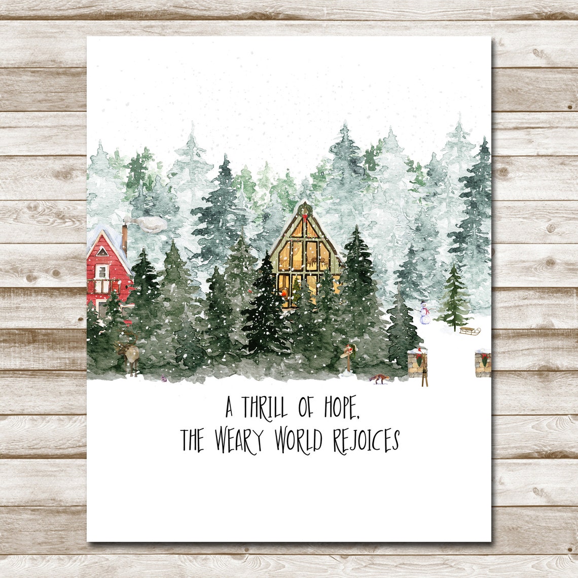 A Thrill of Hope the Weary World Rejoices Winter Village Wall Art - Image 4