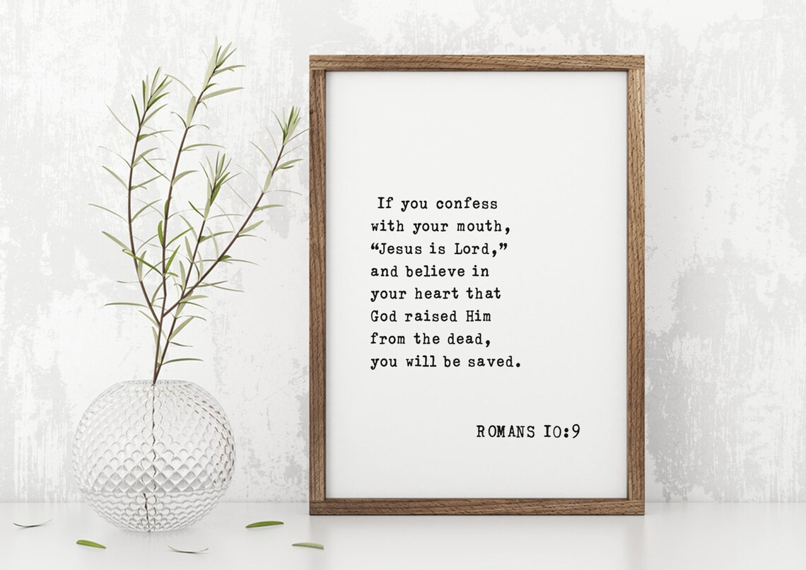 Romans 109 Confess Jesus Is Lord Typewriter Scripture Decor Poster - Image 5