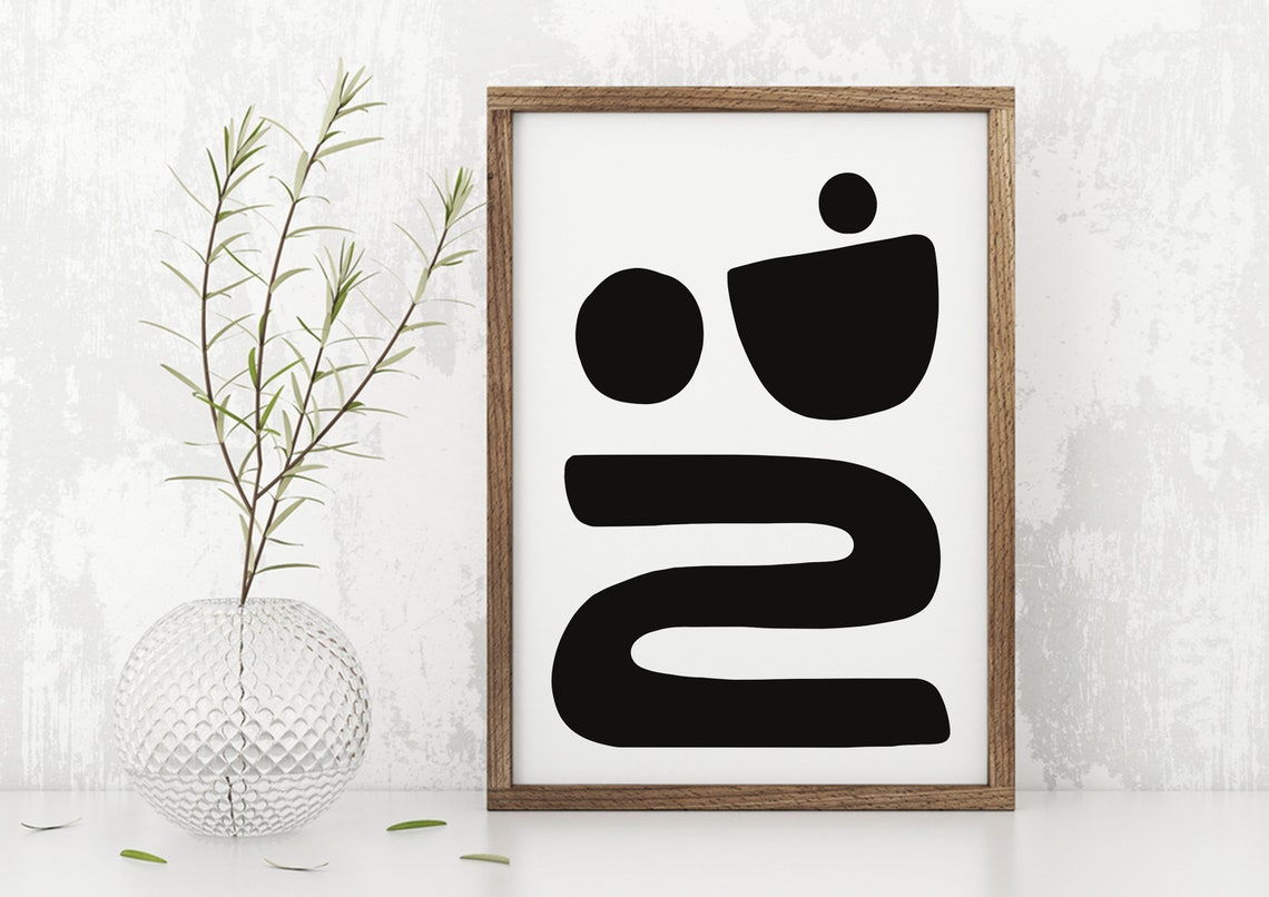 Mid Century Modern Wall Art Neutral Abstract Geometric Home Decor Black White Minimal Gallery Art Boho Home Decor - Image 5