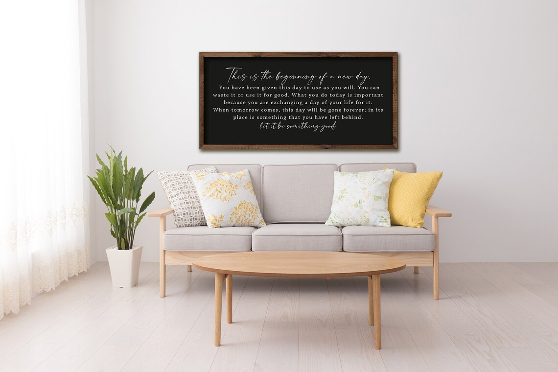 This Is the Beginning of a New Day Inspirational Quote Black Wall Poster - Image 2