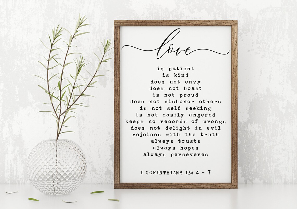 Love Is Patient Bible Verse Sign, 1 Corinthians 13:4-7 - Image 4