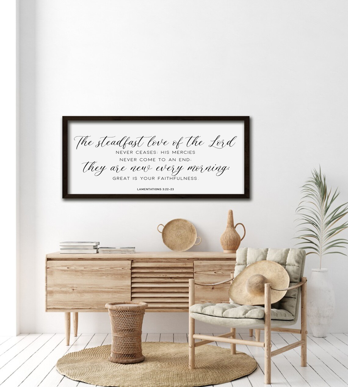 Lamentations 3:22-23 Steadfast Love Scripture Sign White Wood Poster - Image 4