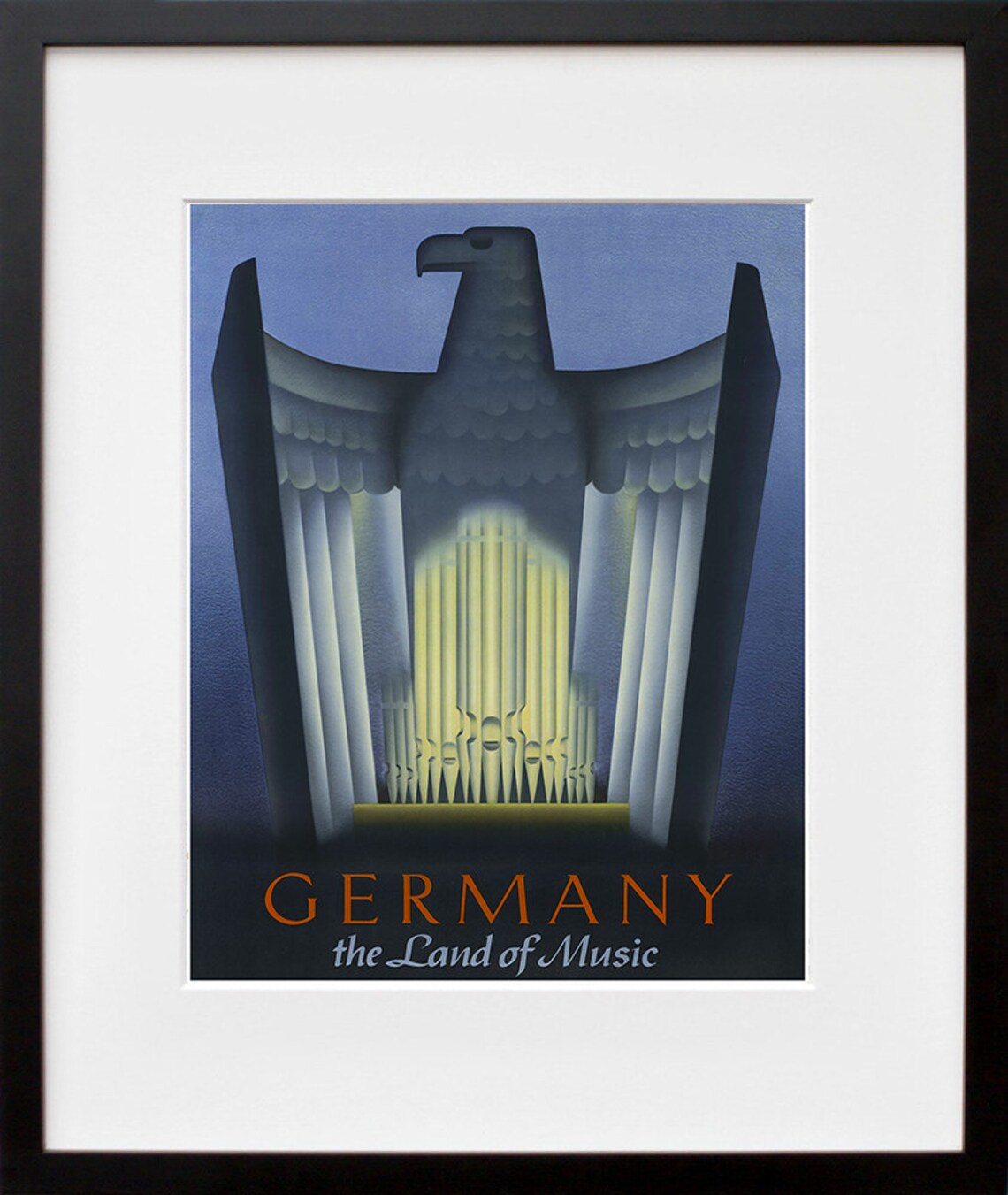 Germany the Land of Music Vintage Eagle Organ Pipes Travel Poster - Image 2