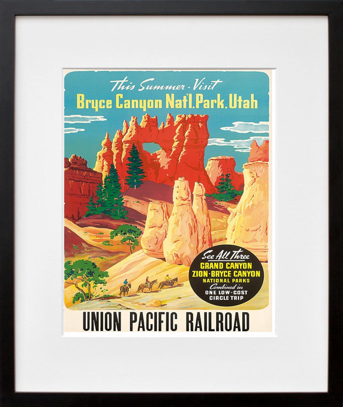 Bryce Canyon Utah Vintage Union Pacific Railroad Travel Poster - Image 2