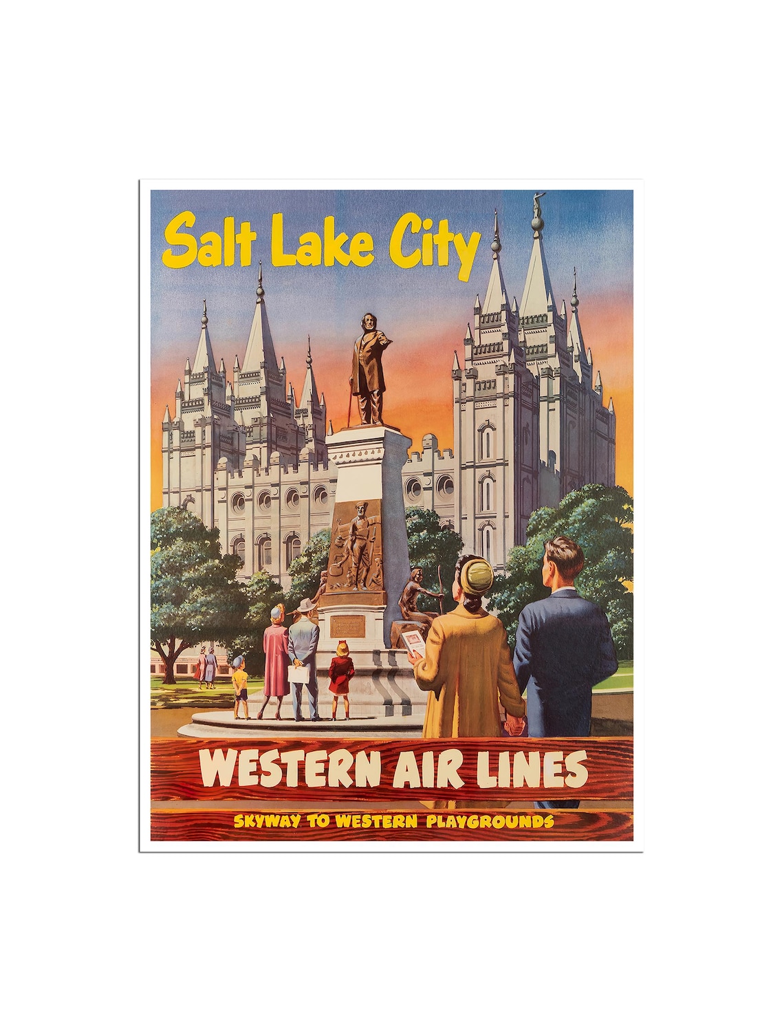 Salt Lake City Vintage Travel Poster, Utah Wall Decor
