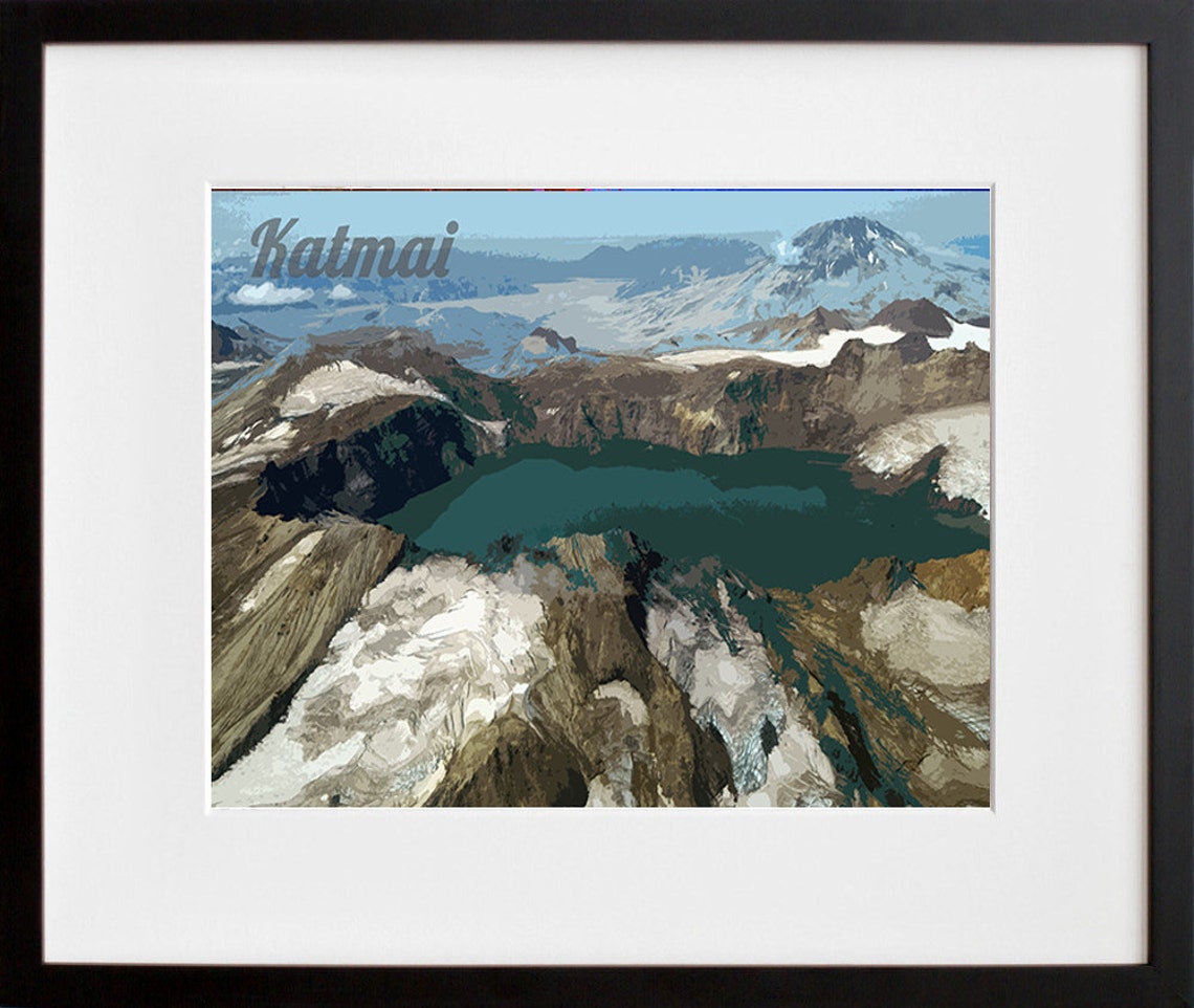 Katmai Alaska Volcanic Crater Lake Aerial Modern Park Poster - Image 2