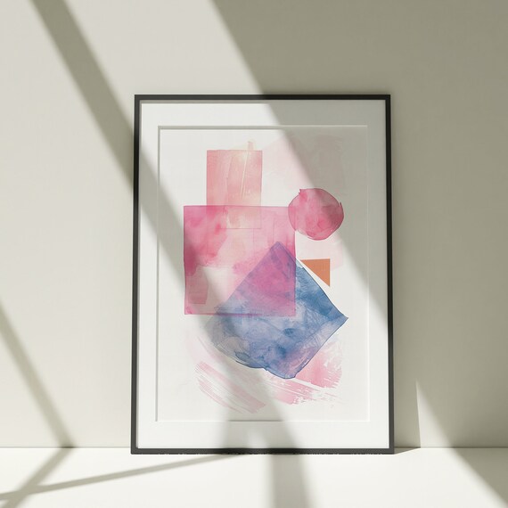 Geometric Shapes Print Modern Neutral Abstract Gallery Wall Art Pink Tone Prints Living Room Art Decor Beedroom Print Minimalist Poster