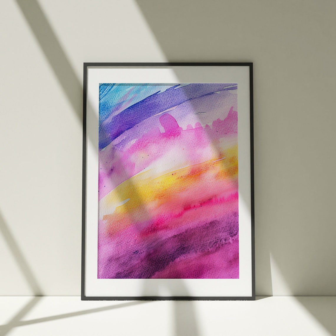 Abstract Gradient Sunset Watercolor Pink Purple Blue Art Poster
