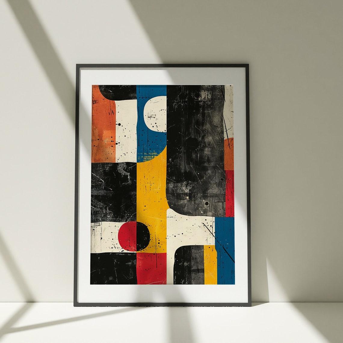 Mid Century Geometric Abstract Bold Blocks Modern Art Poster