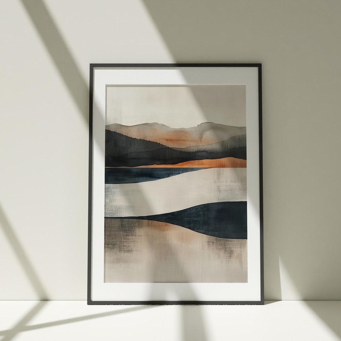Layered Earth Tone Abstract Landscape Modern Minimalist Art Poster