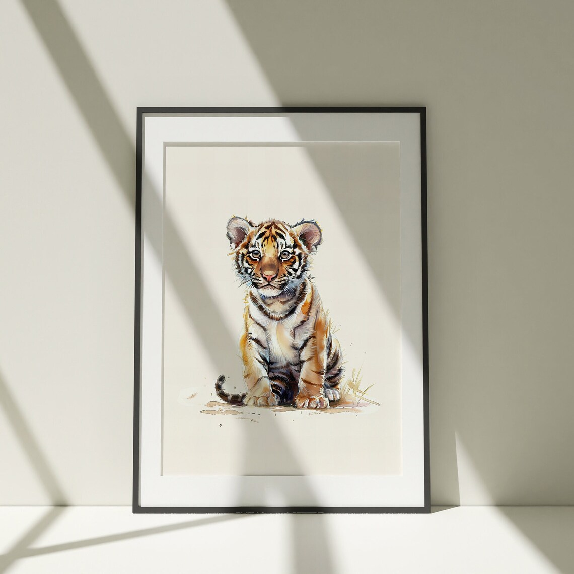 Little Tiger Cub Watercolor Cute Baby Animal Nursery Art Poster