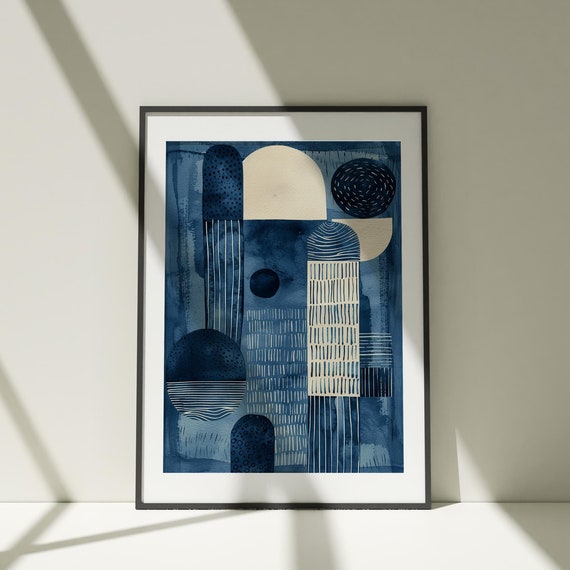 Modern Geometric Art Print Painting Wall Art Poster Watercolor Colorful Illustration Minimalist Decor Living Room Artwork