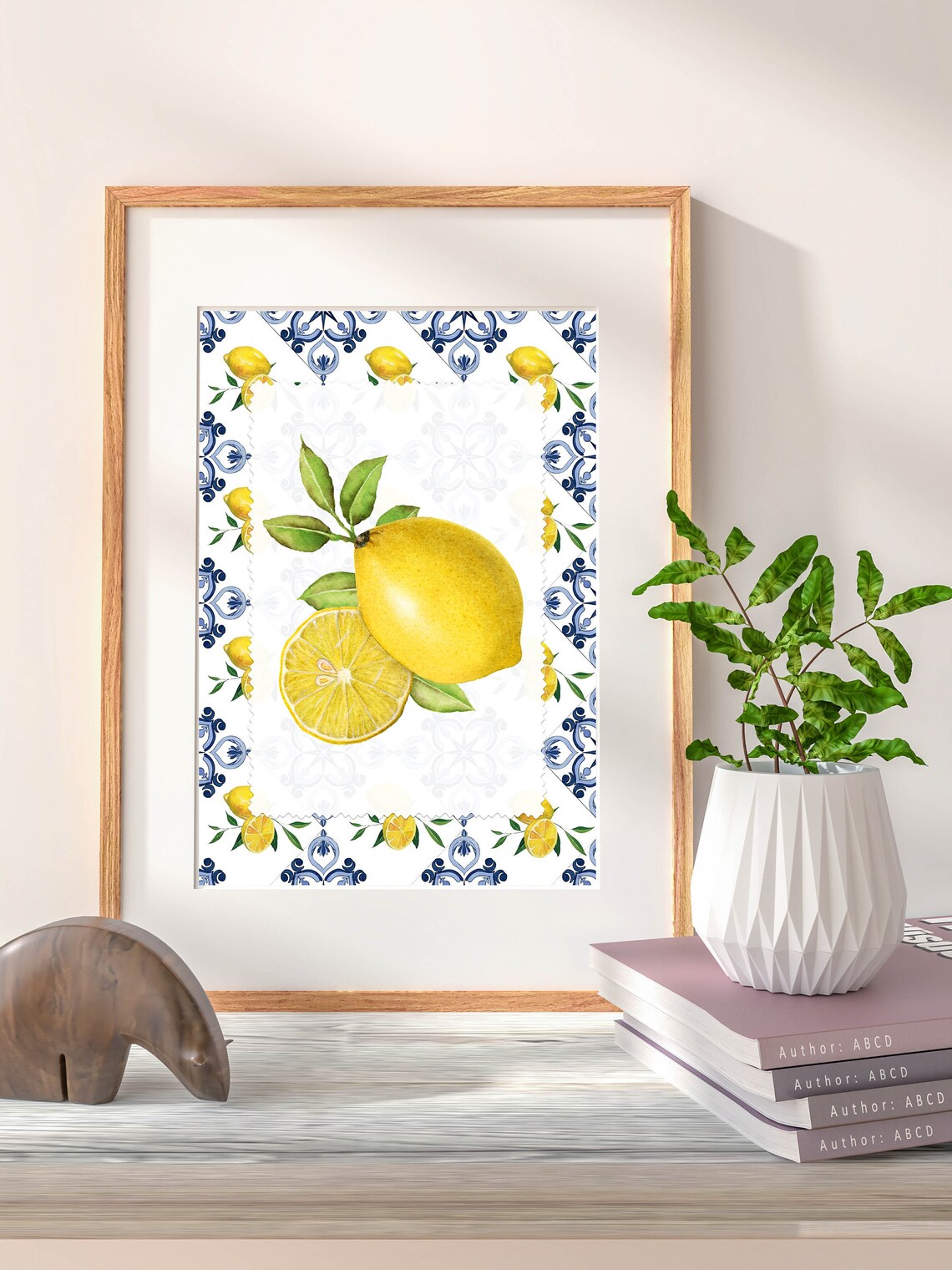 Lemons And Blue Tile Vintage Kitchen Sign - Image 3