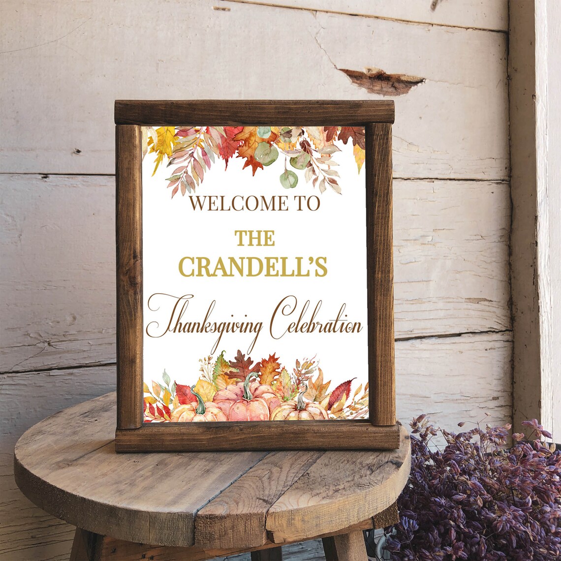 Welcome to the Crandell's Thanksgiving Celebration Personalized Wall Art - Image 3