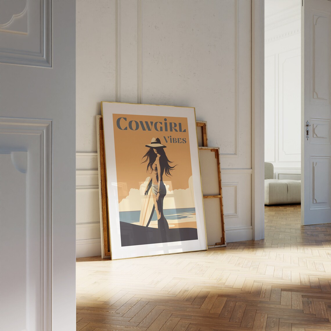 Coastal Cowgirl Surf Poster, Minimalist Dorm Decor - Image 3