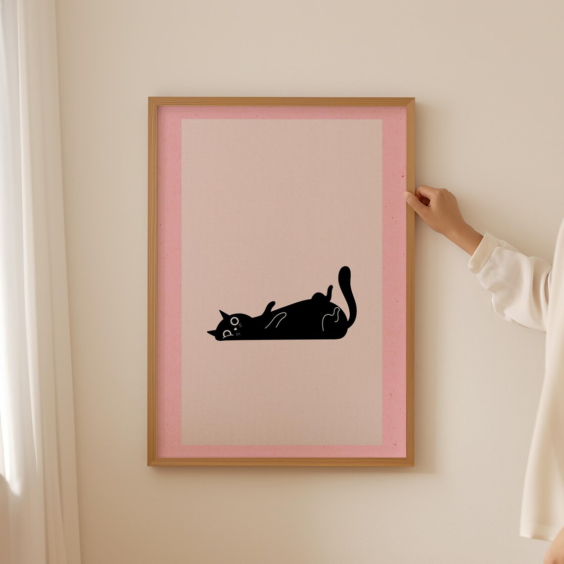 Black Cat Print, Minimalist Poster For Kids