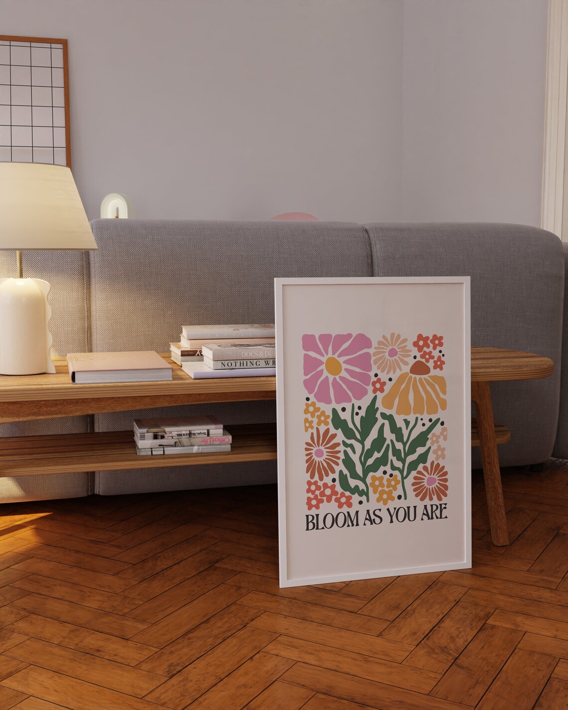 Bloom As You Are Colorful Retro Floral Quote Botanical Art Poster - Image 4