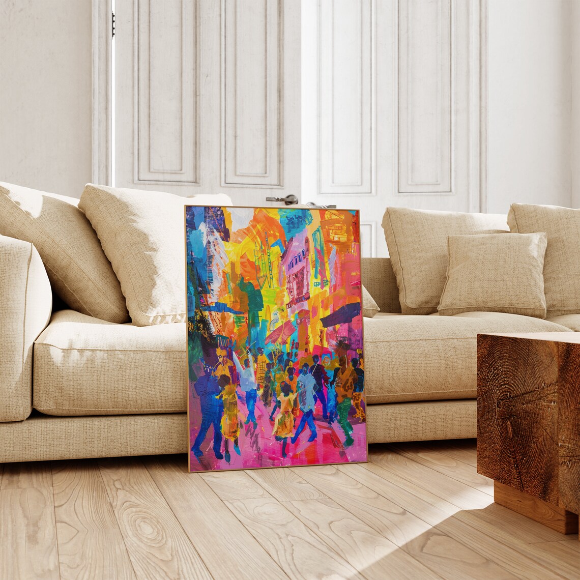 Abstract Colorful City Street Crowd Modern Expressionist Art Poster - Image 2