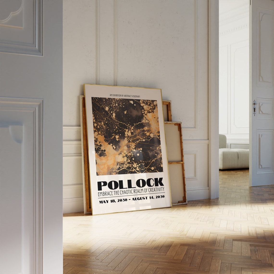 Pollock 2030 Exhibition Gold Black Chaos Creativity Abstract Poster - Image 3