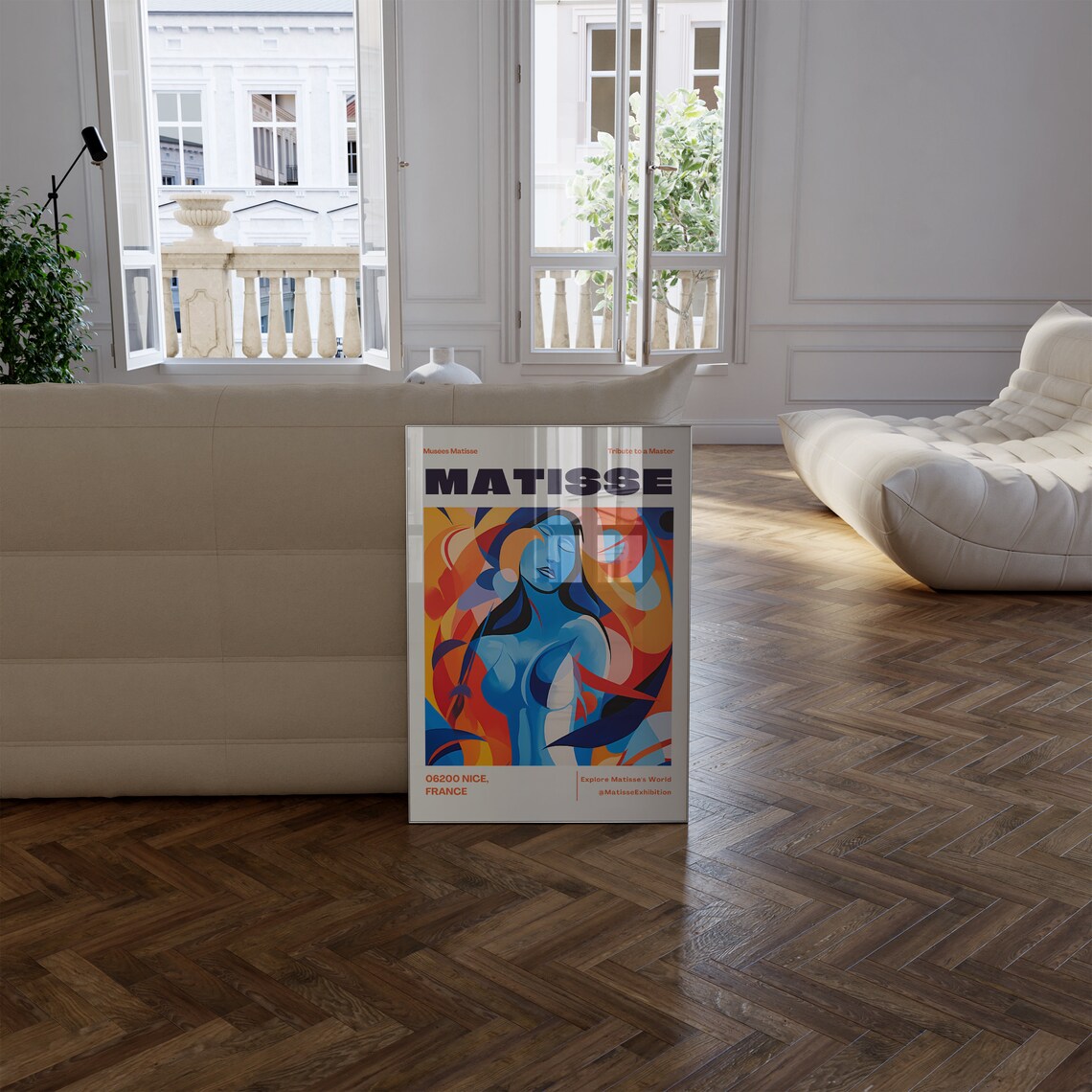 Matisse Nice France Blue Abstract Woman Tribute Exhibition Poster - Image 2