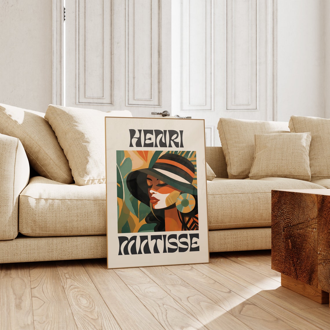 Henri Matisse Woman in Hat Tropical Leaf Portrait Art Poster - Image 2