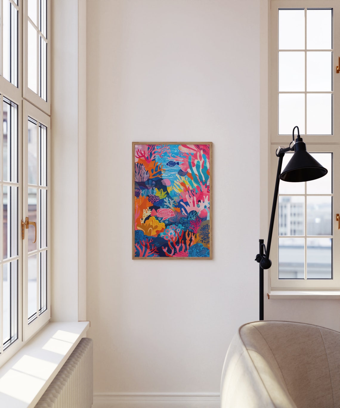 Vibrant Coral Reef Fish Bright Corals Modern Illustration Poster - Image 3