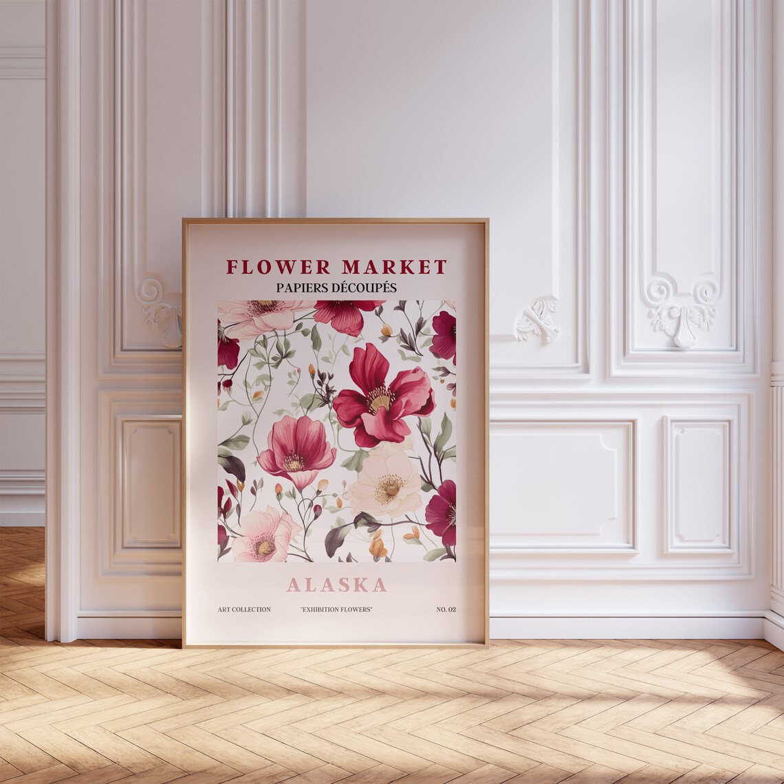 Flower Market Alaska Crimson Poppy Wildflower Painterly Art Poster - Image 5