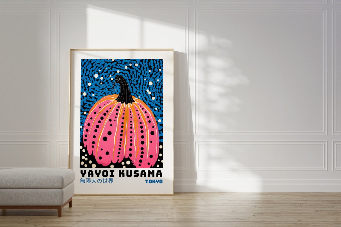 Yayoi Kusama Pink Dotted Pumpkin Tokyo Abstract Pop Art Poster