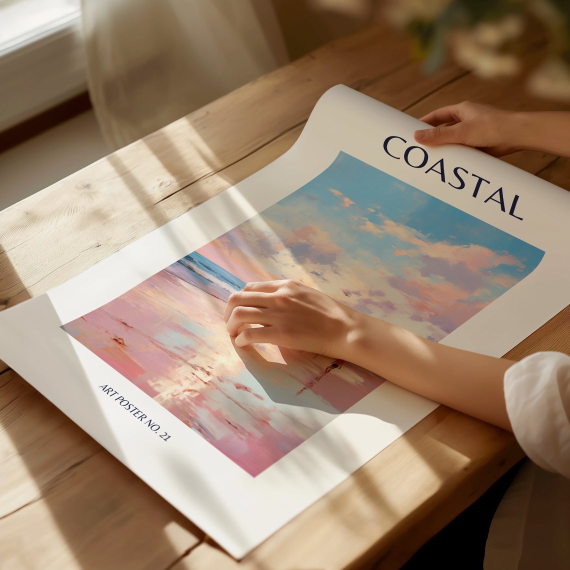 Coastal Beach Sunset Watercolor Painting Beach House Decor Poster - Image 4