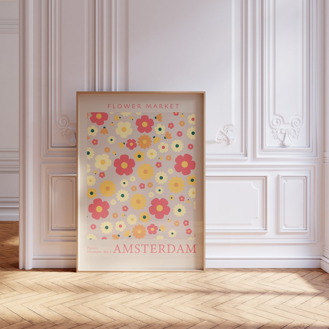 Flower Market Amsterdam Retro Daisy Pattern Colorful Floral Poster - Image 5
