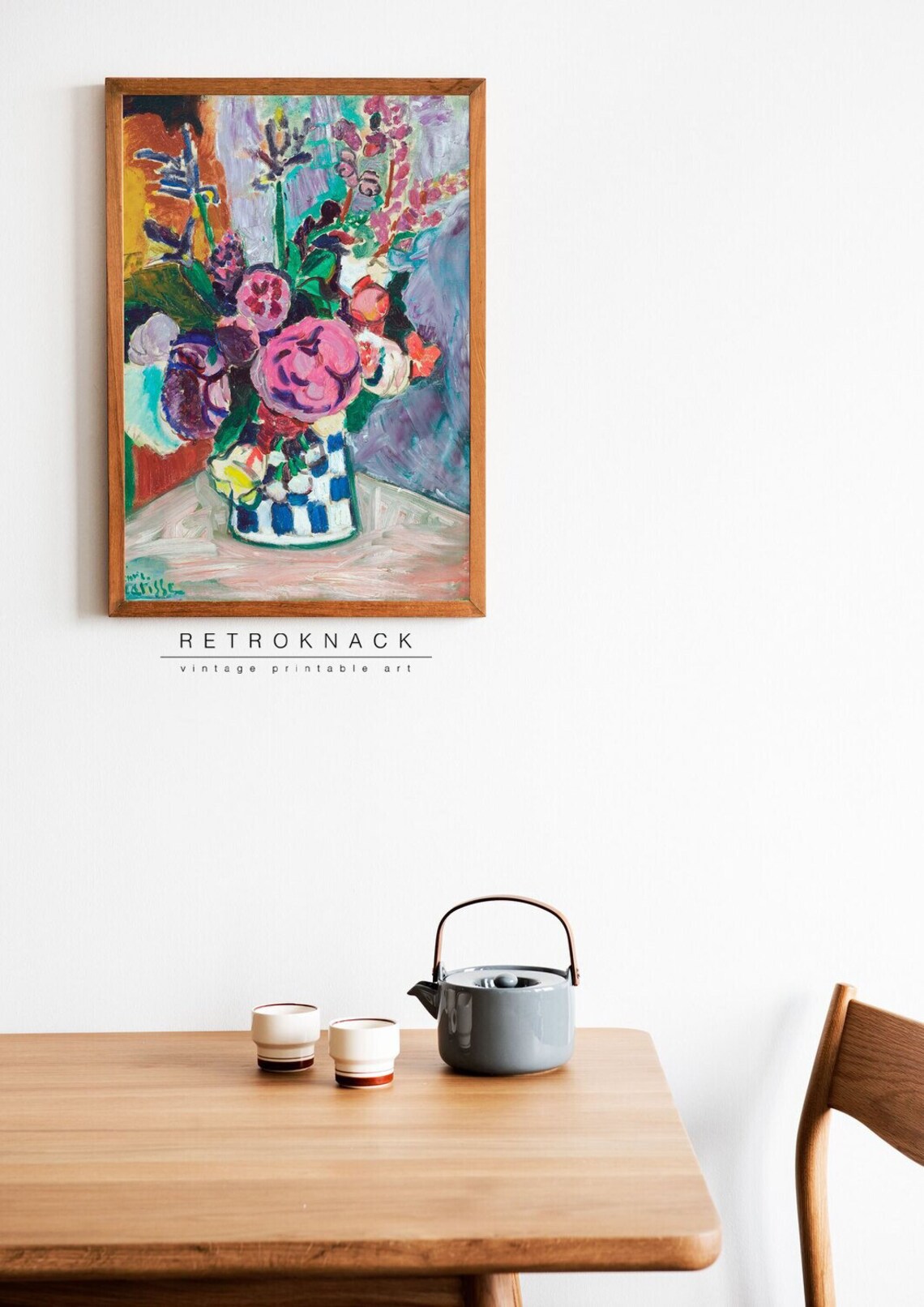Matisse Peonies Still Life Checkered Vase Fauvist Floral Art Poster - Image 2