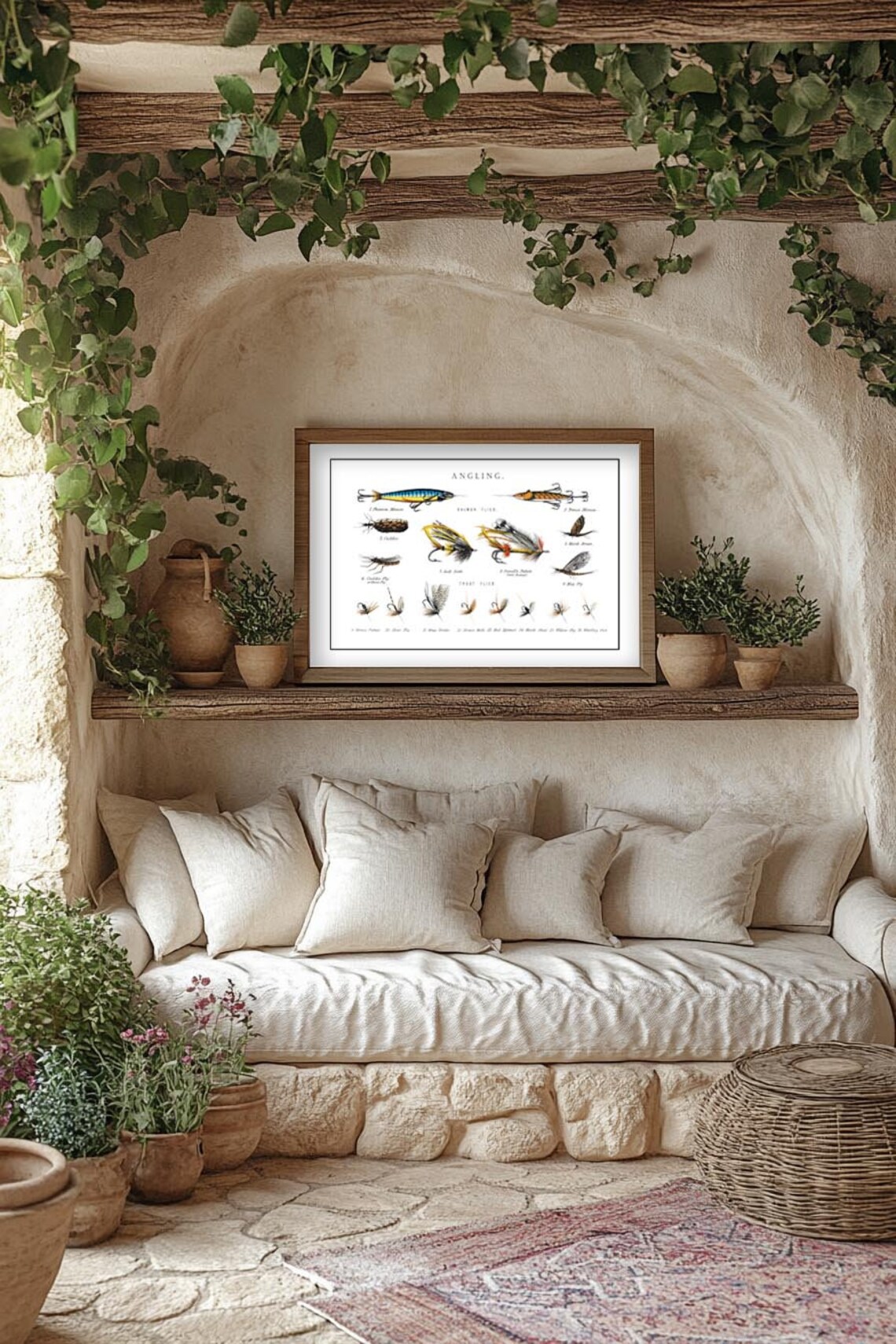 Vintage Angling Salmon and Trout Fly Fishing Flies Chart Poster - Image 2