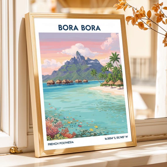 Bora Art Print Vintage Tropical Island Landscape
