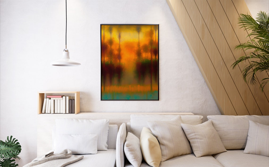 Scenic Landscape Sunset Wall Art For Decoration Blurred Print Peaceful Wall Art - Image 7
