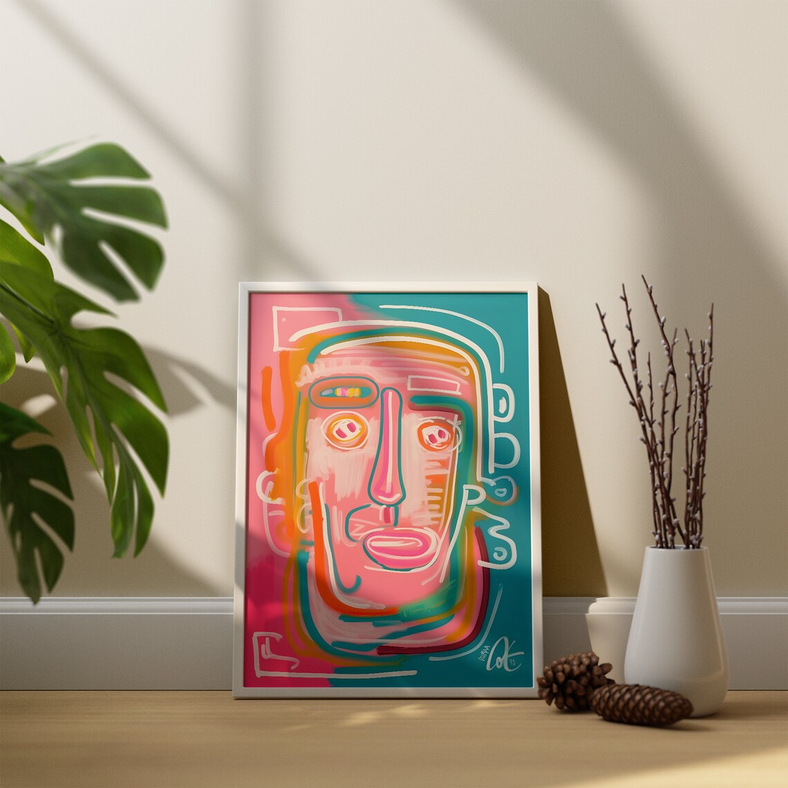 Vibrant Abstract Face Art Print, Modern Pop Art - Image 3