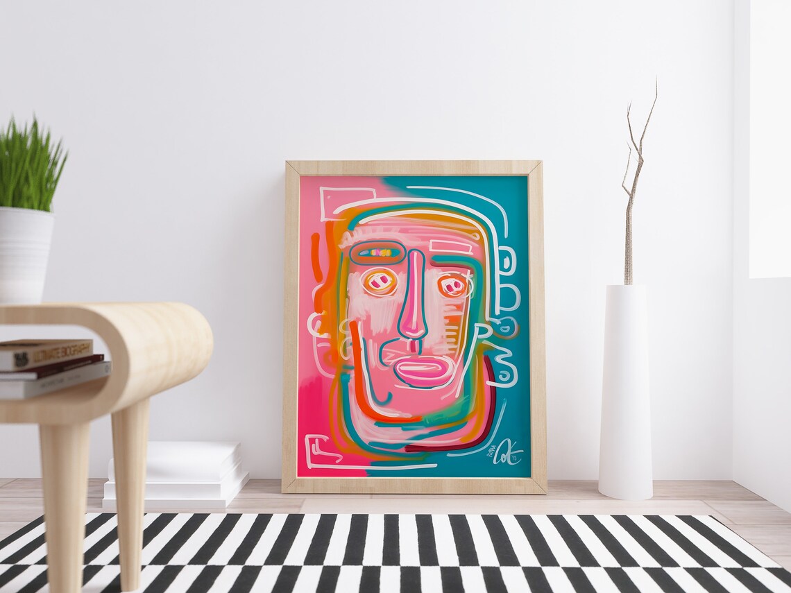 Vibrant Abstract Face Art Print, Modern Pop Art - Image 6