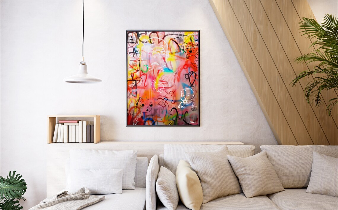 Graffiti Spray Paint Baby Faces Street Art Pink Yellow Pop Art Poster - Image 7